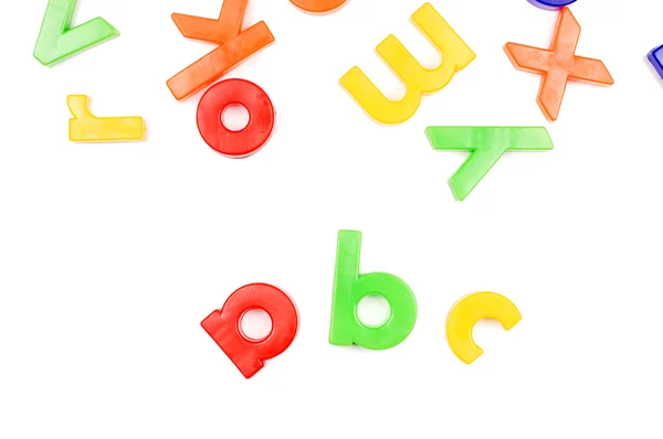 Plastica lettere inglesi isolate su bianco — Foto Stock