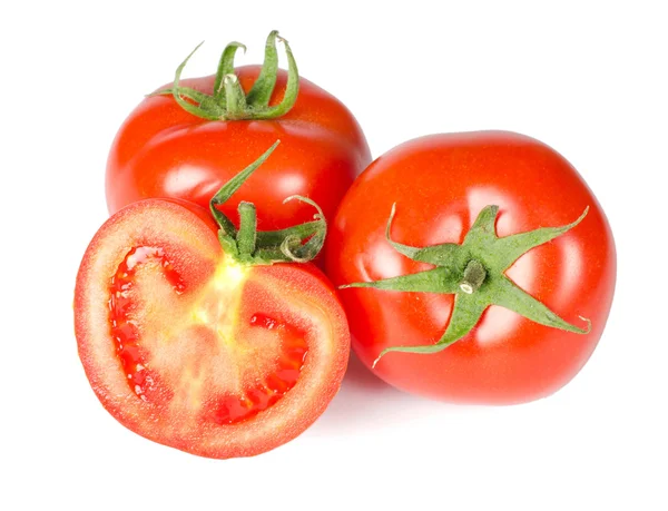 Κόκκινη ντομάτα απομονωμένη σε λευκό φόντο — Φωτογραφία Αρχείου