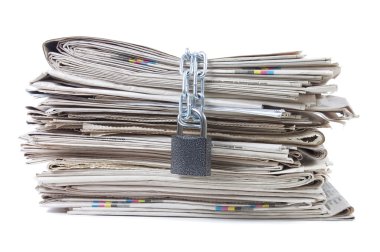 Pile of newspapers with chains clipart