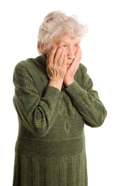 Starsza kobieta na białym tle — Zdjęcie stockowe
