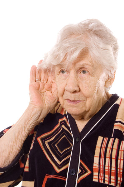 Portrait of the old woman isolated on white