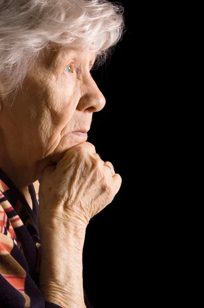 Portrait of old woman a black — Stock Photo, Image