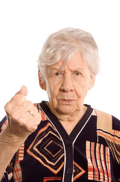 Portrait of the old woman isolated on white