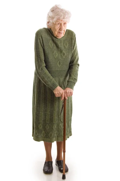 Пожилая женщина изолирована на белом — стоковое фото