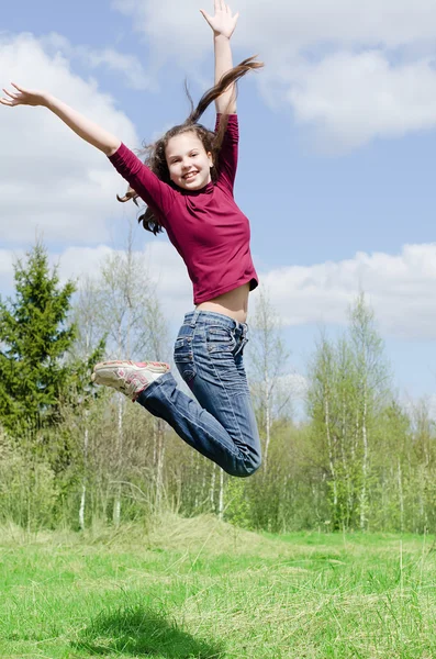 The jumping girl — Stock Photo, Image