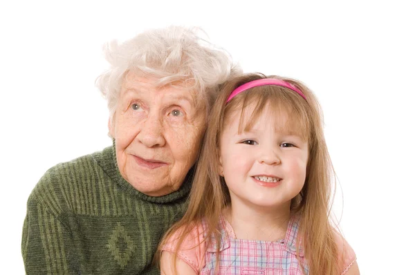 Yaşlı kadın torunu ile — Stok fotoğraf