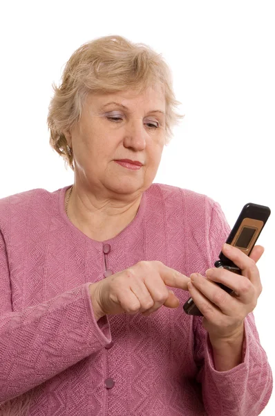 Starší žena mluví po telefonu — Stock fotografie