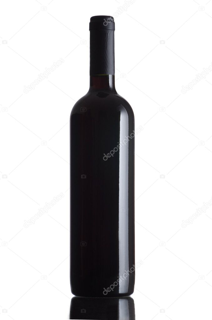 Red wine bottle isolated