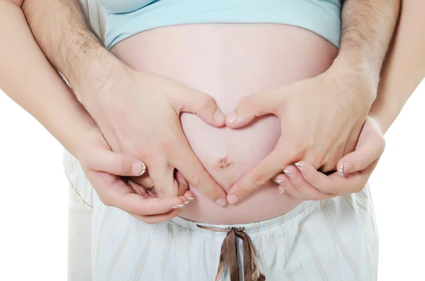 Glückliches schwangere Paar isoliert auf weiß — Stockfoto