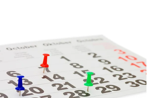 Calendar and Thumbtack close up shot — Stock Photo, Image