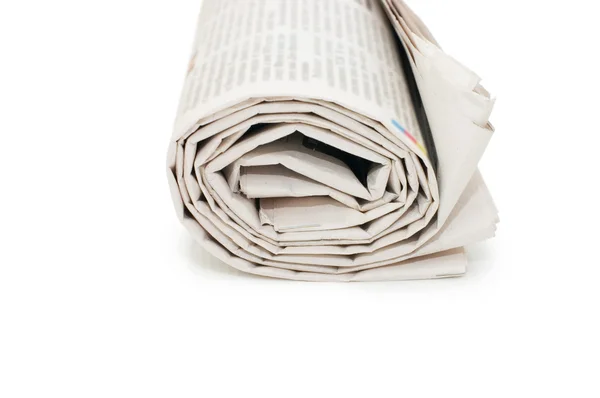 Rollo de periódicos, aislado en blanco — Foto de Stock