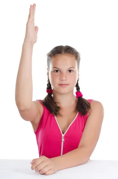 Mladá dívka s prodlouženou rukou — Stock fotografie
