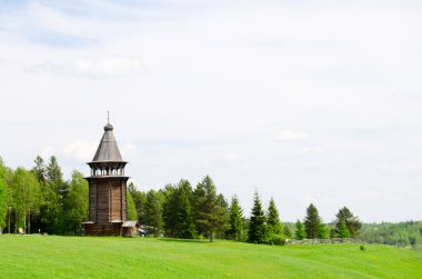 Wooden churches in the north Russia clipart