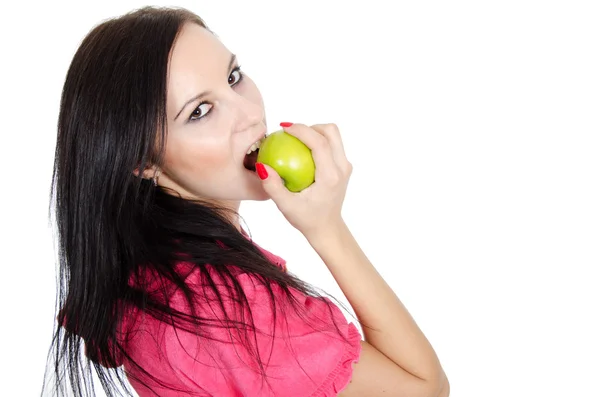 Портрет девушки с яблоком — стоковое фото