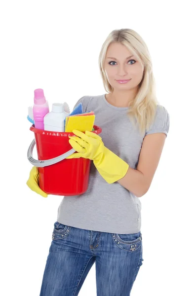 Portret van het meisje - concept schoonmaken — Stockfoto