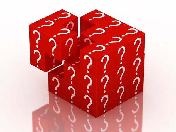 Cubo de rompecabezas de pregunta y adivinación — Foto de Stock