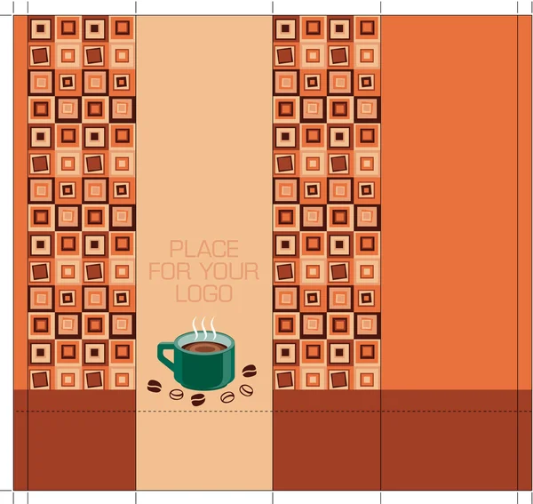 Koffie-pakket-ontwerp-side met vierkanten — Stockvector