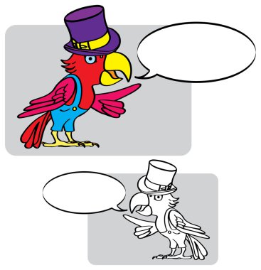 karikatür-papağan-şapka
