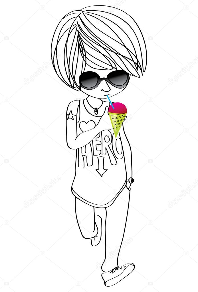 Teen-boy-sunglasses-snow-cone Stock Vector by ©mikateke 6004827