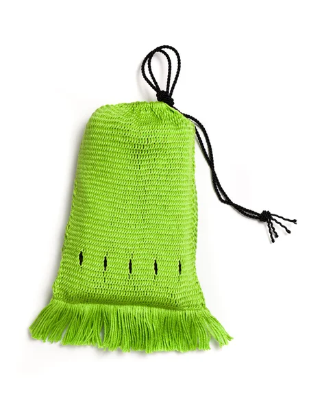 Saco tecido à mão verde — Fotografia de Stock