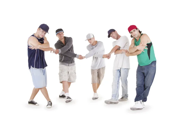Gruppe junger Teenager posiert über Weiß — Stockfoto