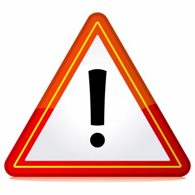 Red triangle warning sign on white background. clipart