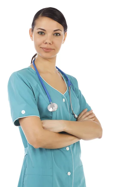 Ženský lékař s stetoskop — Stock fotografie