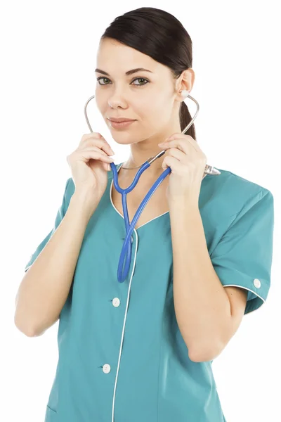 Medico femminile con stetoscopio — Foto Stock