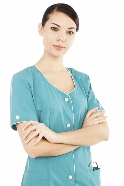 Médico femenino con estetoscopio — Foto de Stock