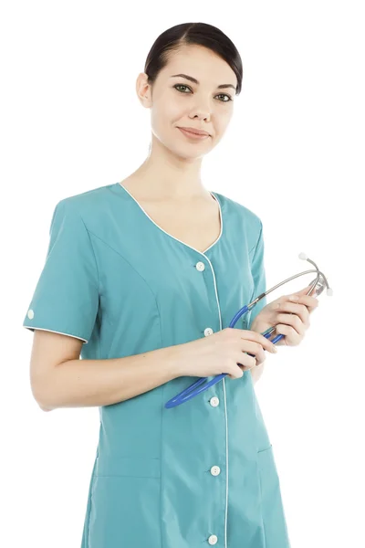 Porträtt av kvinnliga läkare med stetoskop — Stockfoto