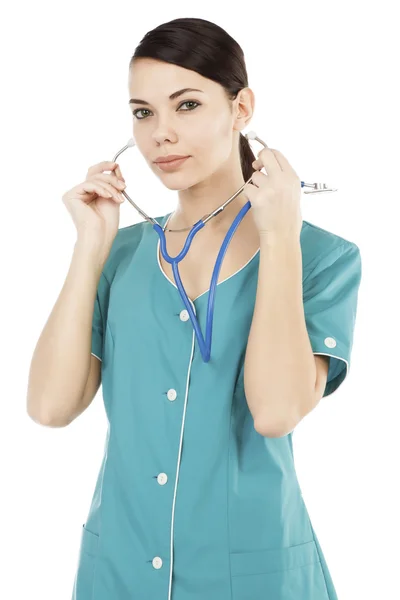 聴診器を持つ女性医師の肖像画 — ストック写真