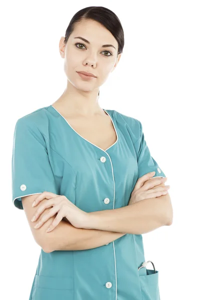 Retrato de médico feminino com estetoscópio — Fotografia de Stock