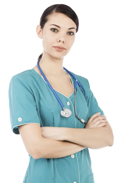청진 기를 여성 의사의 초상화 — 스톡 사진