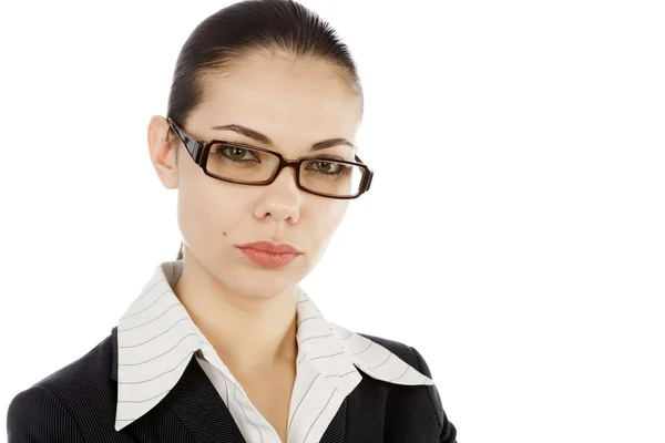 Portrait of young business woman or teacher wearing eye-glasses — Stock Photo, Image