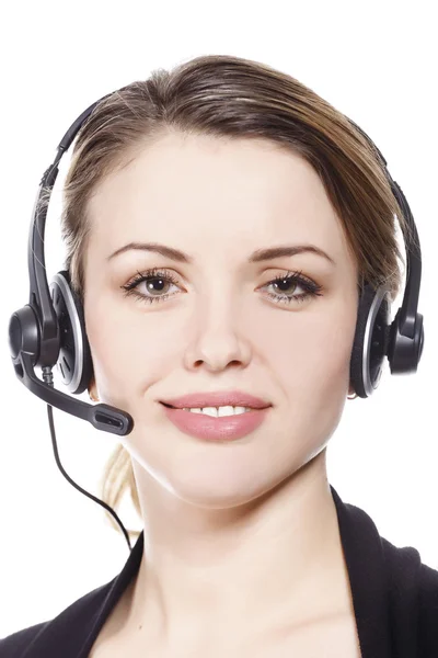 Geschäftsfrau mit Headset — Stockfoto