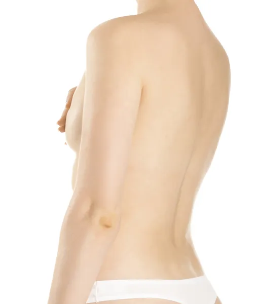 Тонке тіло молодої жінки, ізольоване на білому тлі — стокове фото
