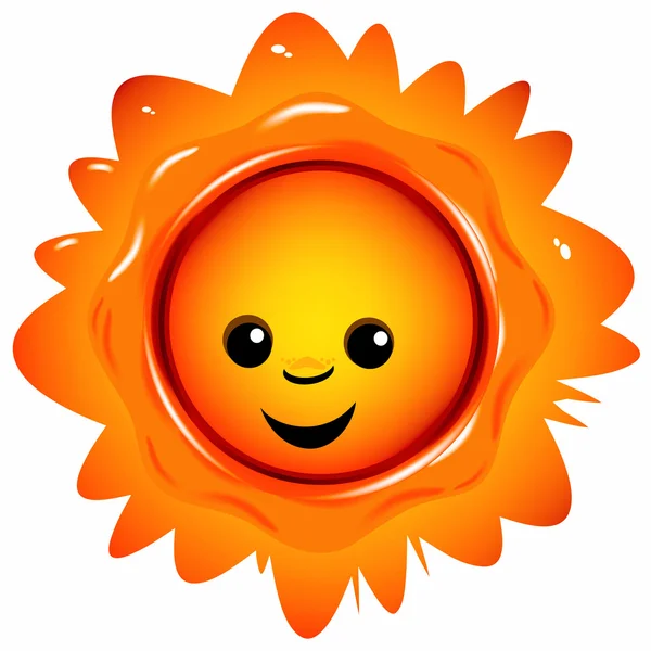Happily smiling sun on a white background — Stock Vector