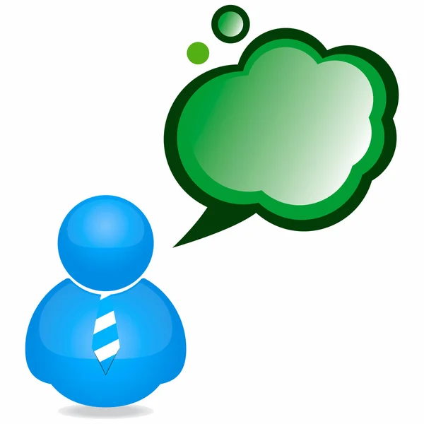 Kunststof persoon pictogram met tekstballon en stropdas — Stockvector