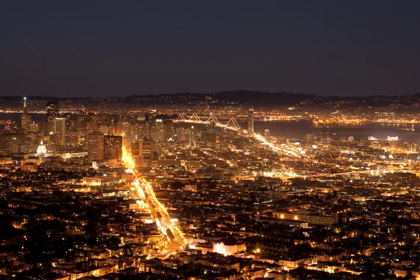 旧金山夜景σκηνή νύχτα του Σαν Φρανσίσκο — Φωτογραφία Αρχείου