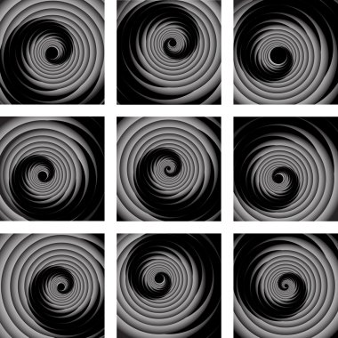 Spiral eddy movement. Abstract backdrops set. clipart