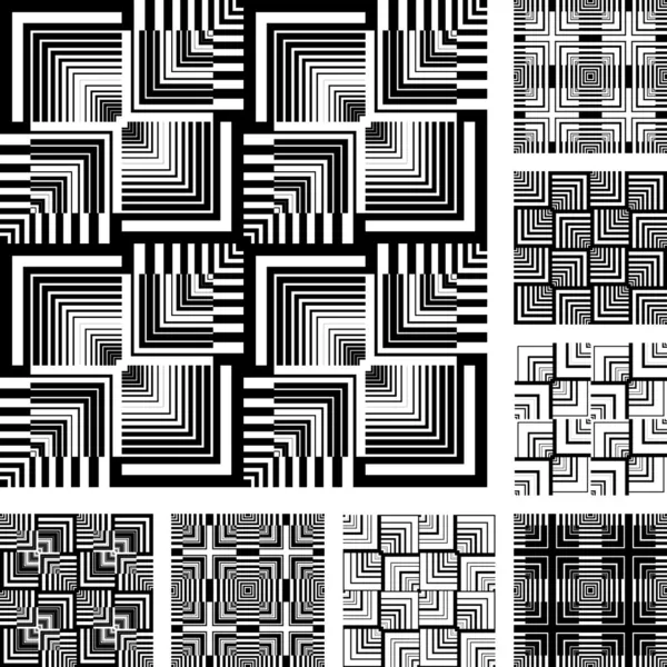 Seamless patterns set in op art design. — Stock Vector