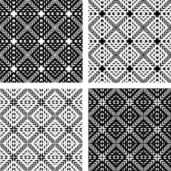 Motifs sans couture réglés. Textures géométriques . — Image vectorielle