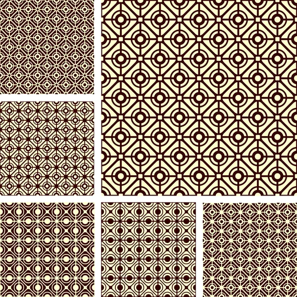 Seamless geometric latticed patterns set. — Stock Vector