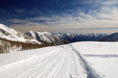 Snowy mountain panorama clipart