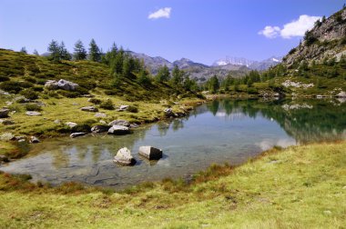 Summer Alpine lake view clipart