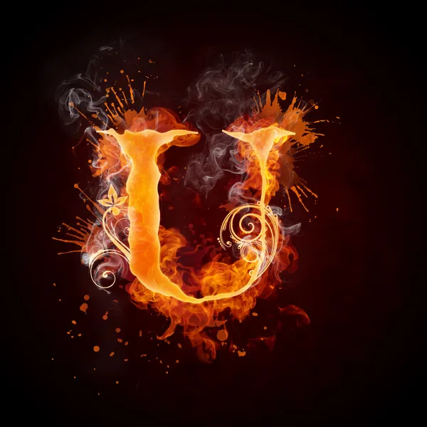 Огненная буква U — стоковое фото