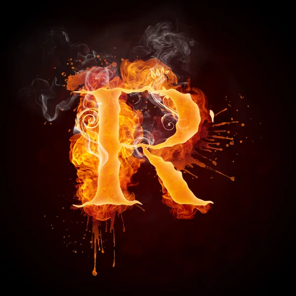Огненная буква R — стоковое фото