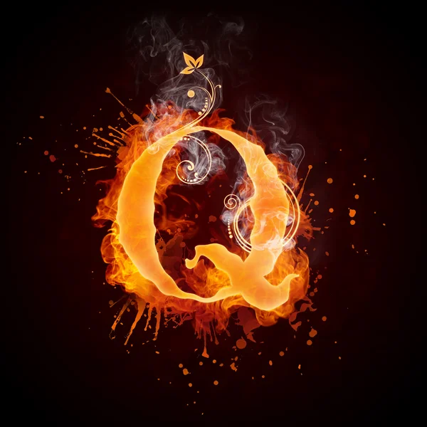 Fire Swirl Letter Q — Stock Photo, Image