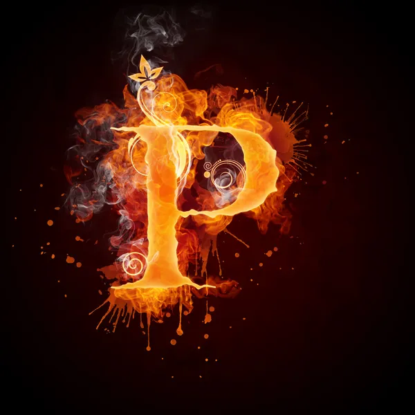 Fire Swirl Letter P — Stock Photo, Image