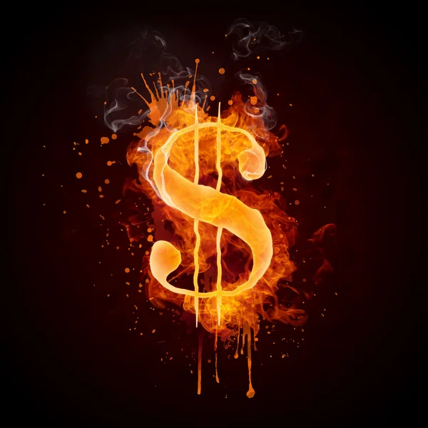 Dolar v ohni — Stock fotografie